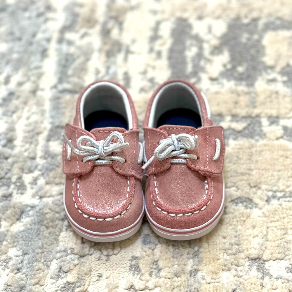 Sperry Bahama Crib Jr Pink Sparkle Baby Shoes in US infant Size 2